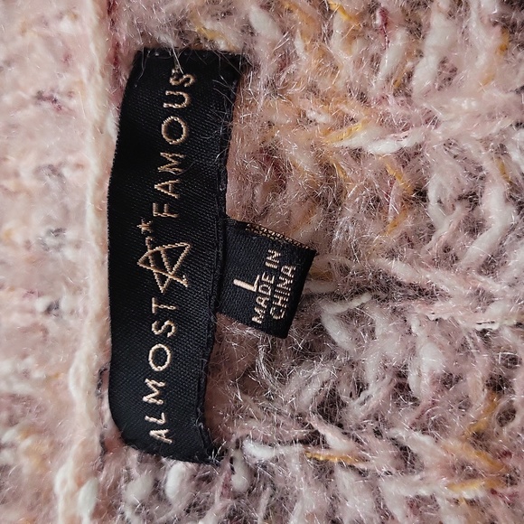 EUC Almost Famous women's pink orange sofy fluffy cable knit sweater scoop neck - Picture 3 of 8